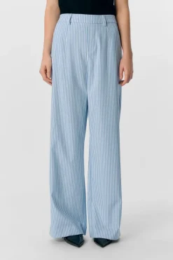 New Object Objlisa Wide Pant 4810941 Cloud Dancer Cornflower Blue