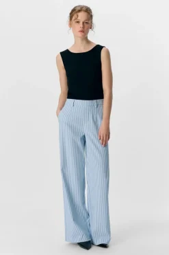 New Object Objlisa Wide Pant 4810941 Cloud Dancer Cornflower Blue
