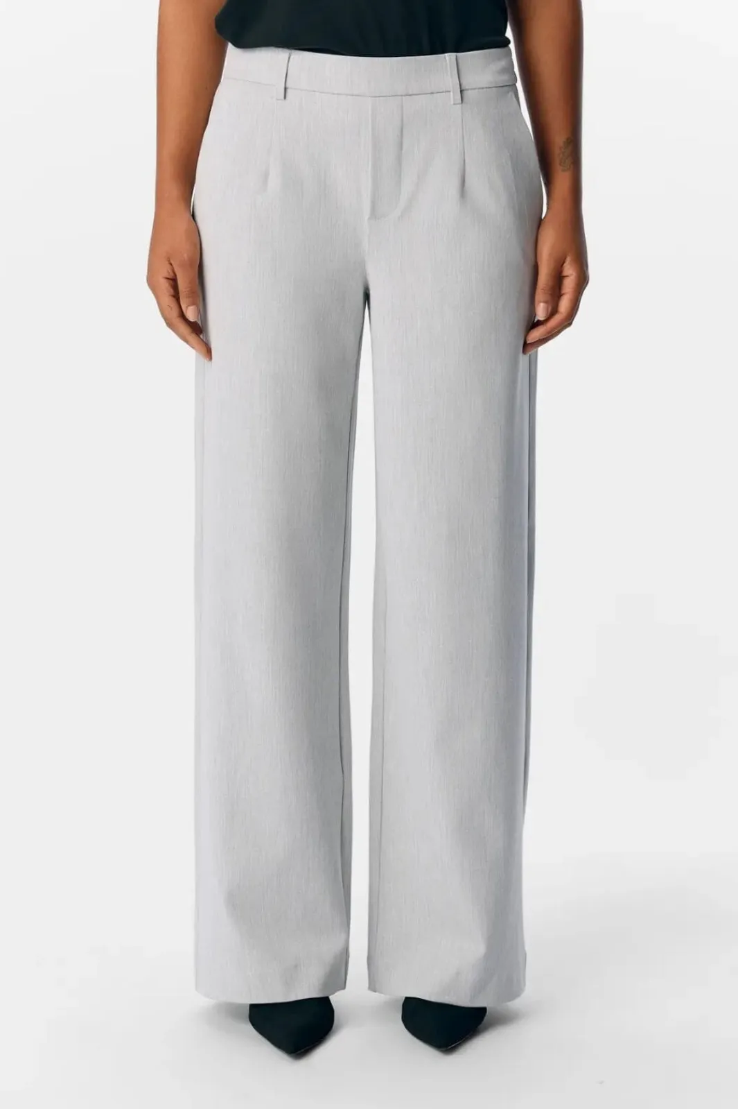 Discount Object Objlisa Wide Pant 4656652 Light Grey Melange