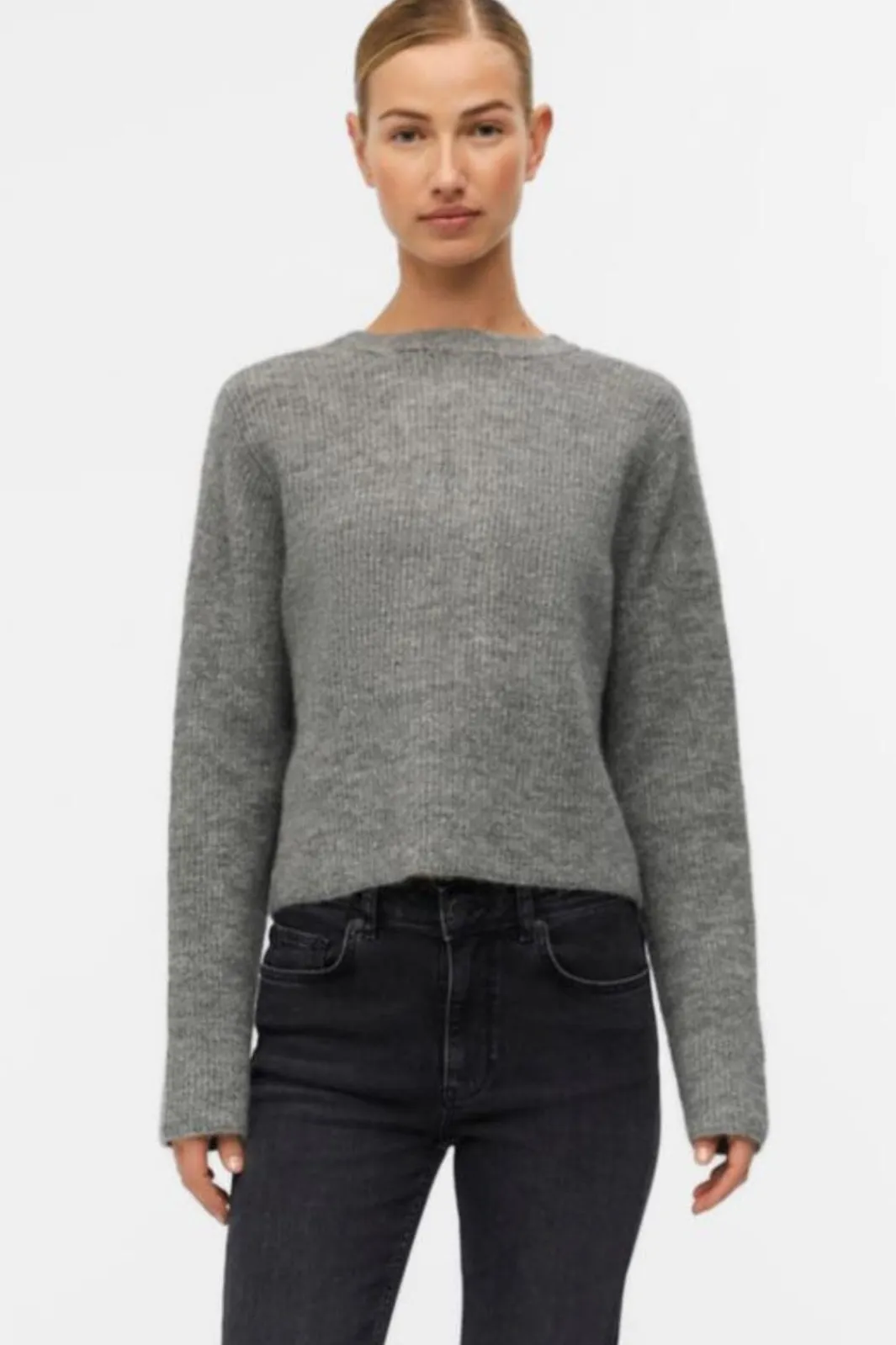 Object Objparvi Knit Cardigan 130 4434593 Medium Grey Melange
