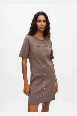 New Object Objreynard S/S Knit Re Dress 4979976 Morel Mop