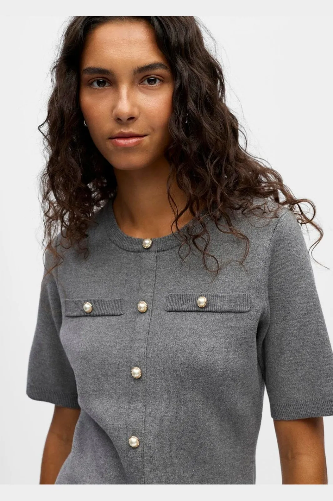 Object Objreynard S/S Knit Re Dress 4979977 Medium Grey Melange Mop