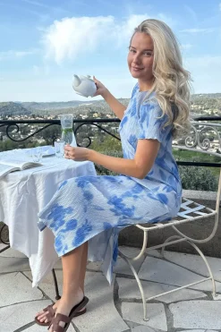 Clearance BYIC Odaic Ss Dress A23834 Abstract Blue Flower Print