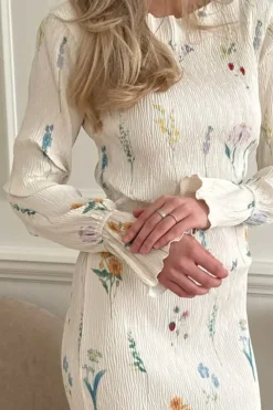 BYIC Odineic Dress A23833 Off White Flower Print
