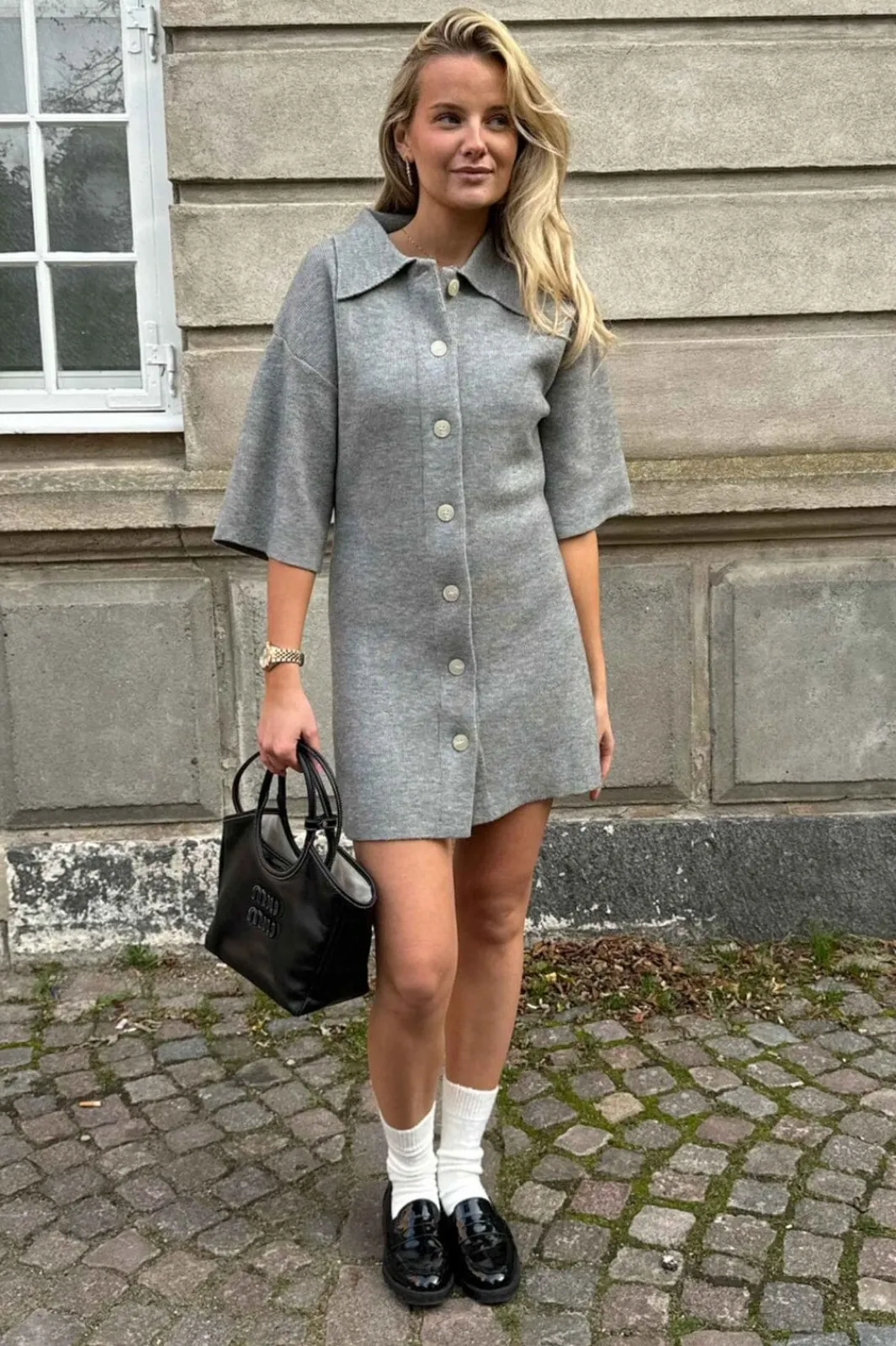 Discount BYIC Oliviaic Knit Dress H105-1 Grey Grey