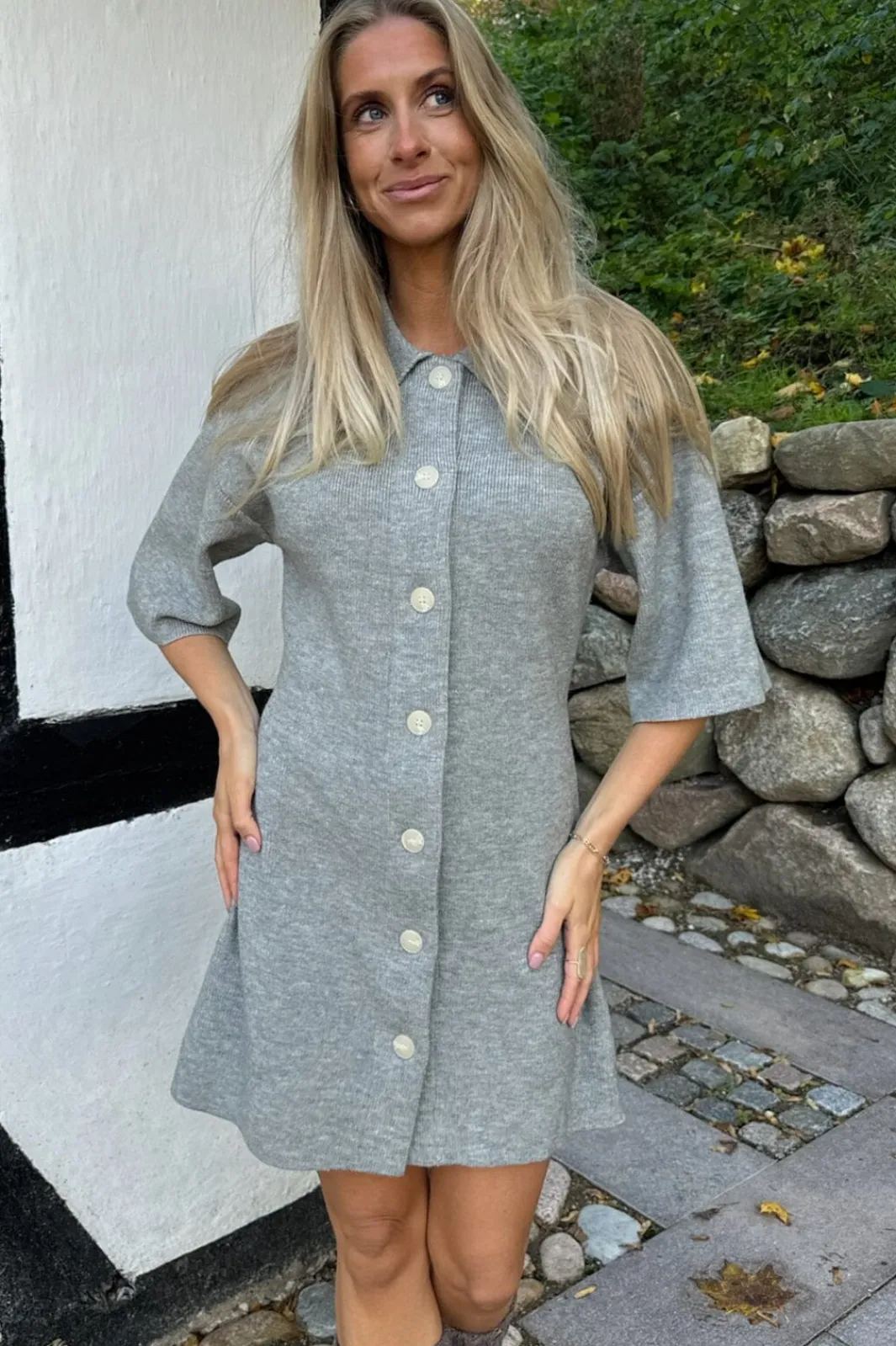 Discount BYIC Oliviaic Knit Dress H105-1 Grey Grey