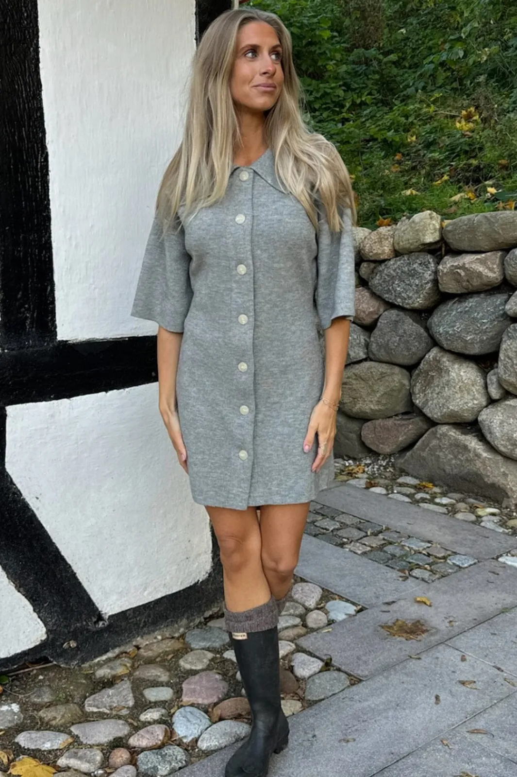 Discount BYIC Oliviaic Knit Dress H105-1 Grey Grey