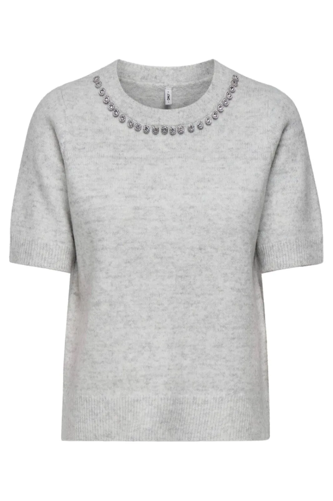 Discount Only Onlabby Life Ss Bling Top O-Neck Knt 4894600 Light Grey Melange Silver Bling