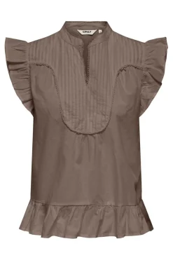 Online Only Onladda S/L V-Neck Top 4957295 Brown Lentil
