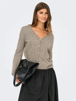 Only Onladele Ls Lace Mix Revers Cardi Cc Knt 4852394 Fungi Melange/Black Lace