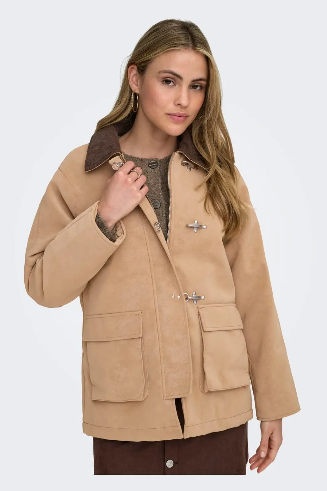Hot Only Onlaggie Faux Suede Contrast Jacket 4960014 Tannin