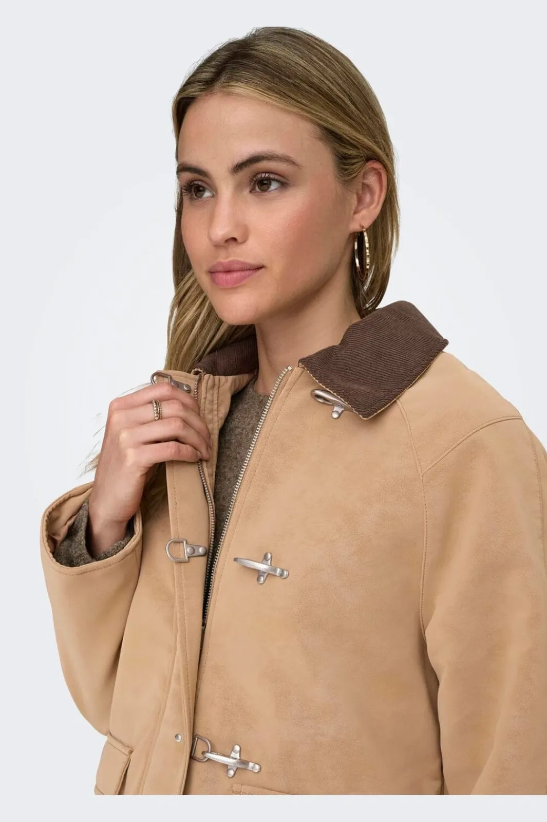 Hot Only Onlaggie Faux Suede Contrast Jacket 4960014 Tannin