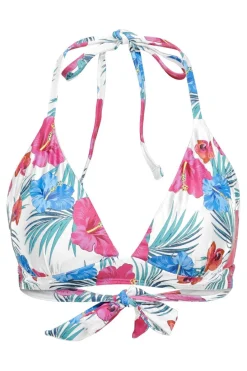 Only Onlaimee Halter Bikini Top Swm Acc 4474905 Cloud Dancer Hibiscus Tropical