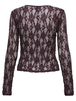 Best Only Onlalba L/S Lace Top 4907618 Decadent Chocolate