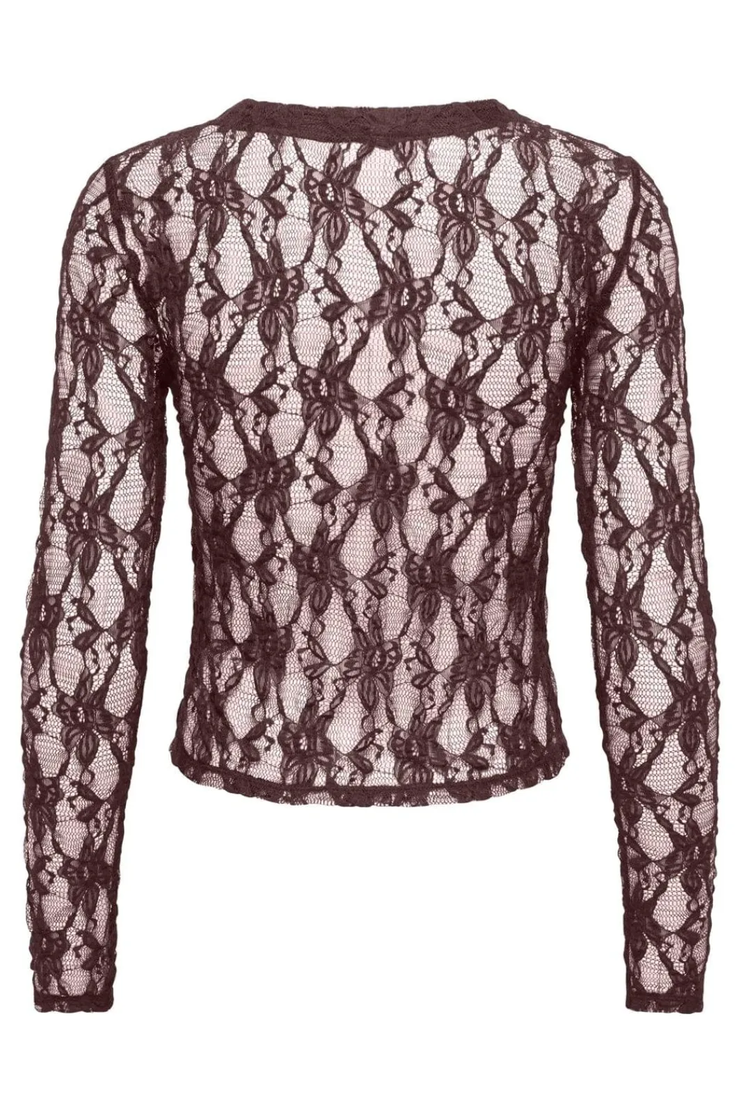Outlet Only Onlalba L/S V-Neck Lace Top 5026789 Decadent Chocolate Only Stores Buttons