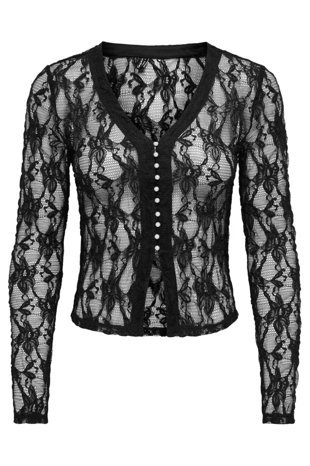 Online Only Onlalba L/S V-Neck Lace Top 5026790 Black Only Stores Buttons