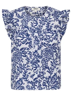 Only Onlamanda Chanee Cap Emb Top 4814620 Cloud Dancer W Estate Blue