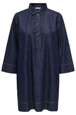 Discount Only Onlamari 3/4 Short Dress 4960597 Blue Denim Contrast Stitch