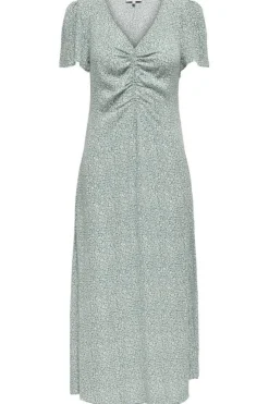 Only Onlancona Ss V-Neck Dress Moch 4823866 Lily Pad W Cloud Dancer