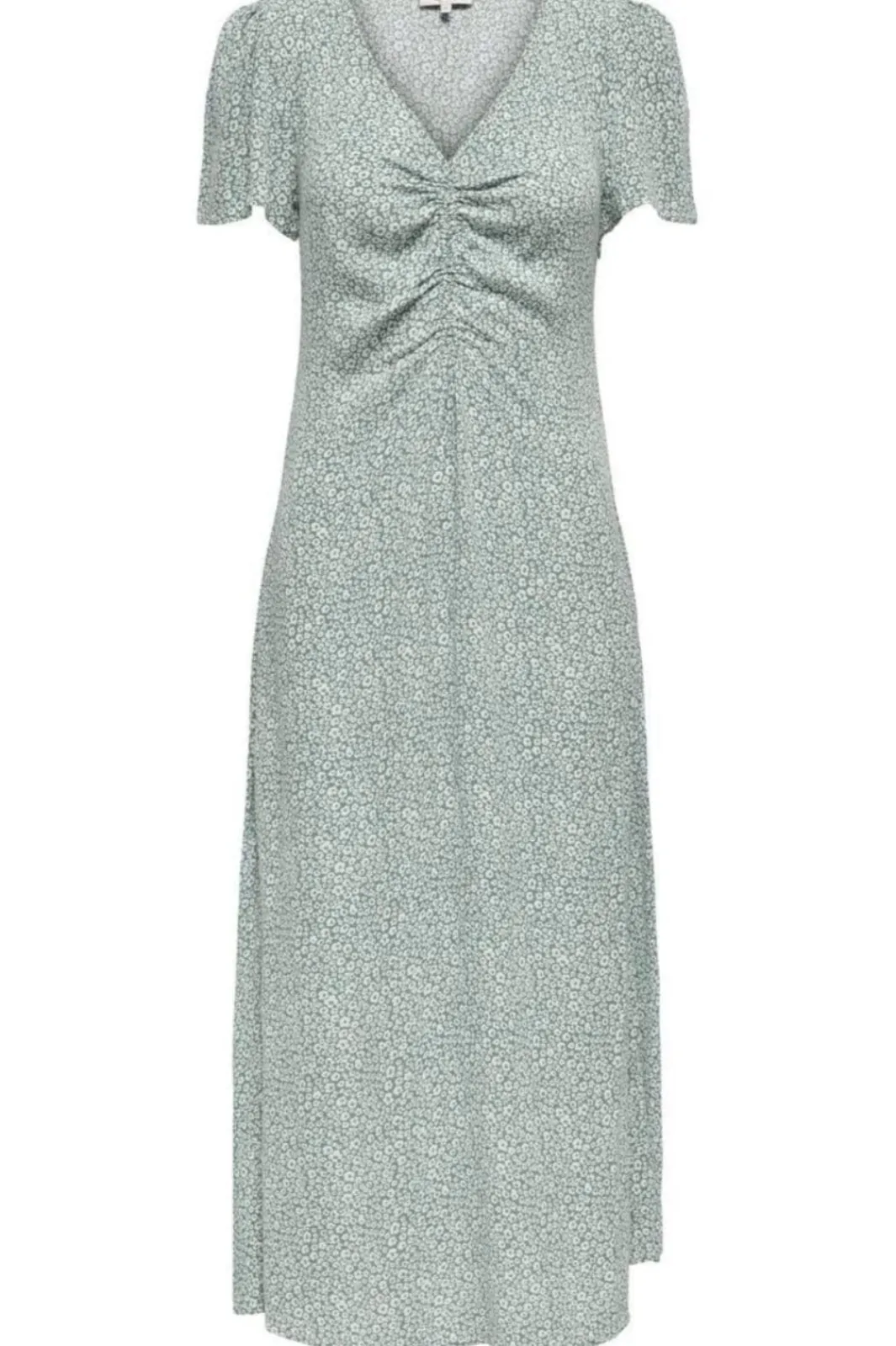 Only Onlancona Ss V-Neck Dress Moch 4823866 Lily Pad W Cloud Dancer