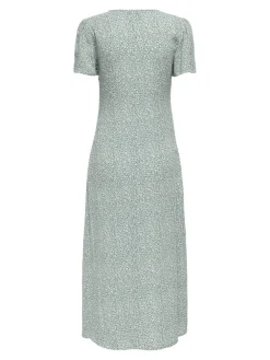 Only Onlancona Ss V-Neck Dress Moch 4823866 Lily Pad W Cloud Dancer
