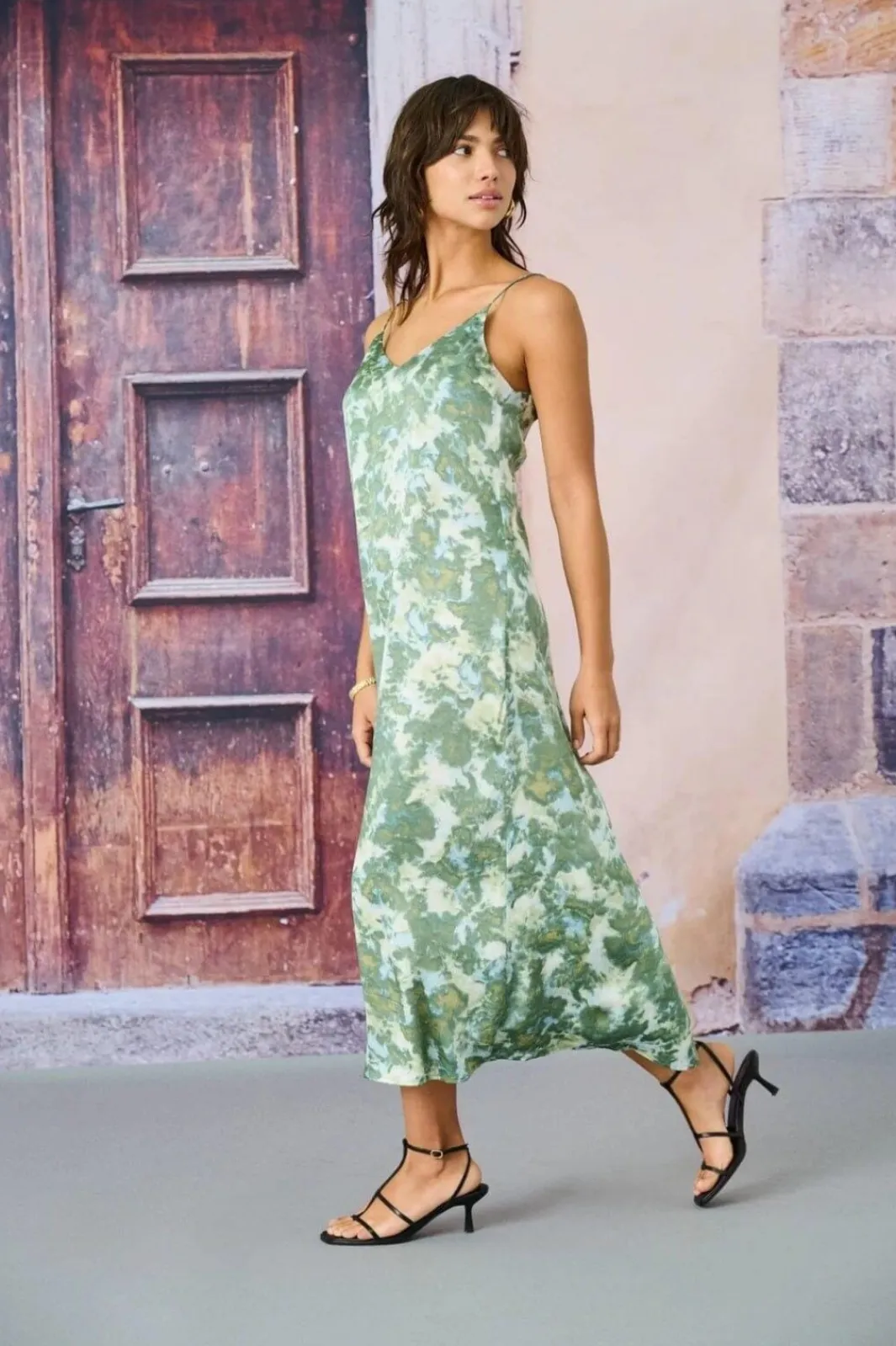 Clearance Only Onlannlouise Strap Long Dress 4902916 Balsam Green Tie Dye