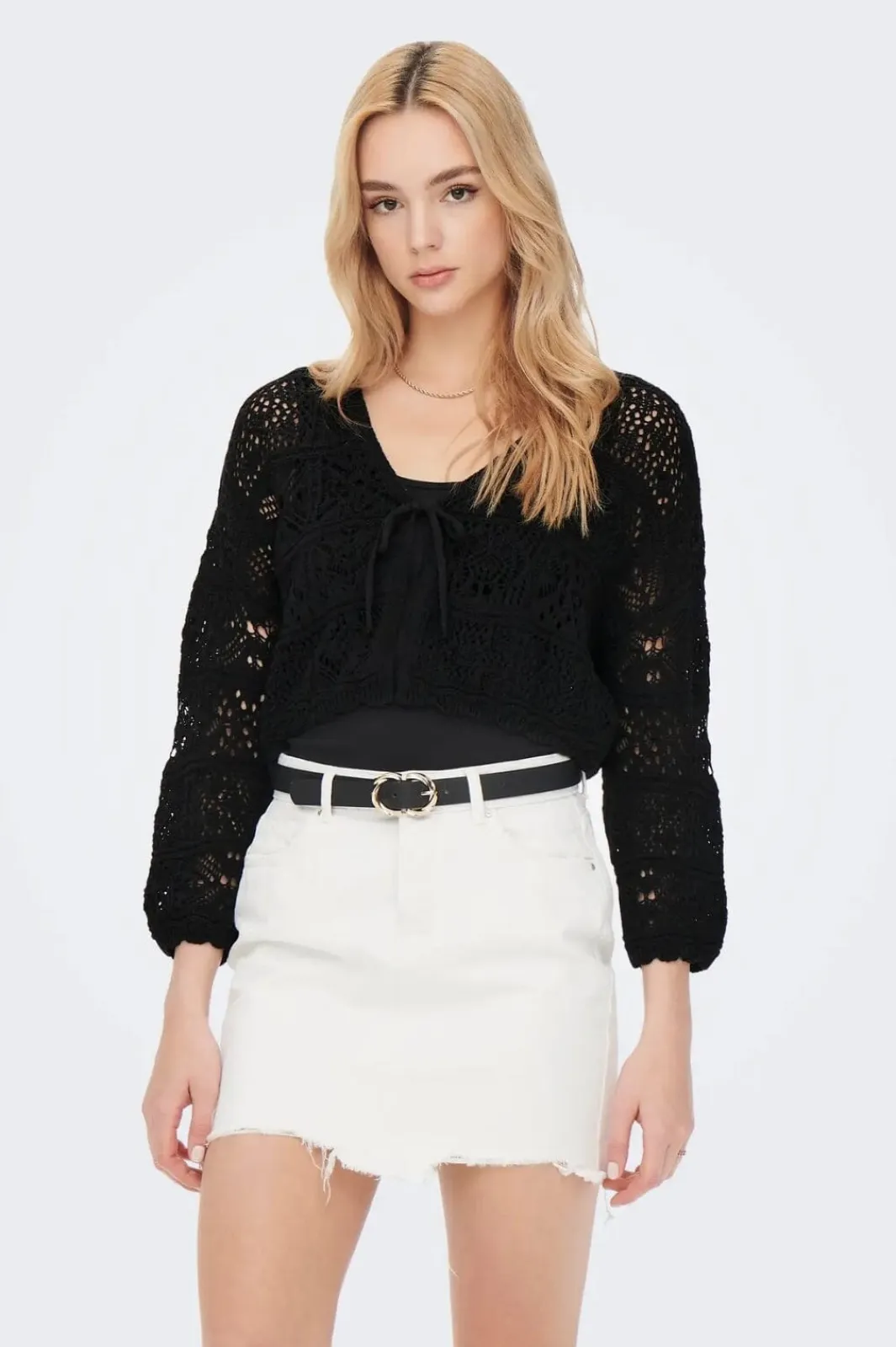 New Only Onlbeach Life 7/8 Tie Cardigan Knt 3991923 Black
