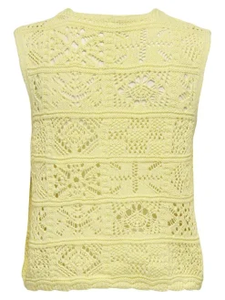 Sale Only Onlbeach Life Sl Tie Vest Knt 4746890 Wax Yellow