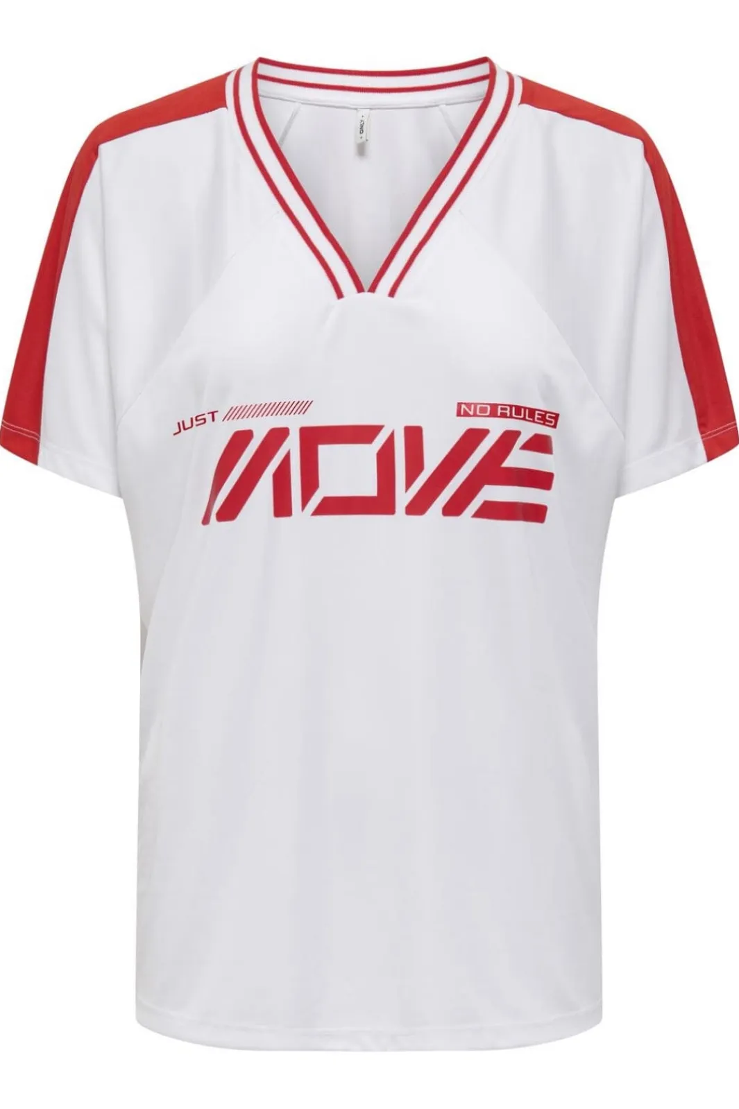 Discount Only Onlbella S/S Sport V-Neck Top 4822429 Bright White Move In Red Print