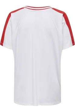 Discount Only Onlbella S/S Sport V-Neck Top 4822429 Bright White Move In Red Print