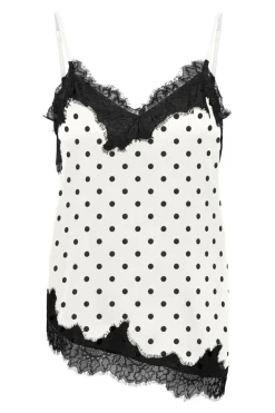 Discount Only Onlbella Strap Satin Lace Top 5126121 Cloud Dancer Black Dot And Black Lace