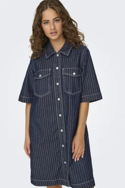 Clearance Only Onlbelle S/S Stripe Dress Gua 4740251 Dark Blue Denim Stripe