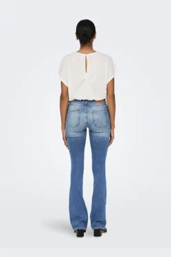 New Only Onlblush Mid Flared 3776305 Light Blue Denim