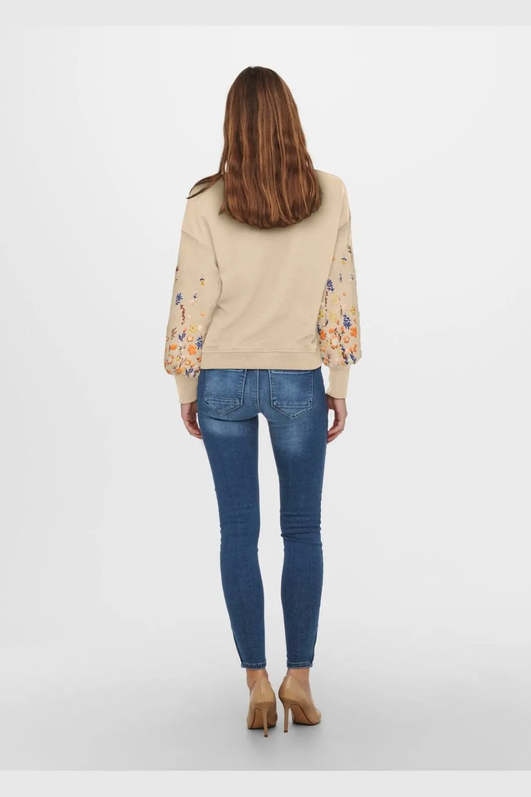 Best Only Onlbrooke L/S O-Neck Flower Swt 4578016 Pale Khaki Sleeve Flower