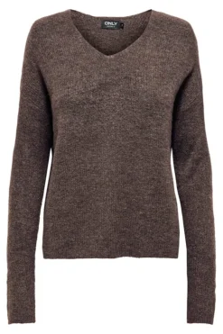 Outlet Only Onlcamilla V-Neck L/S Pullover Knt 4807844 Chocolate Martini Melange