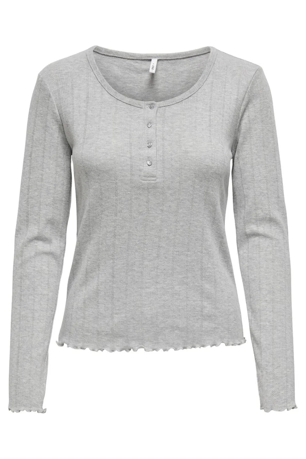 Best Only Onlcarlotta L/S O-Neck Button Top 4695779 Light Grey Melange