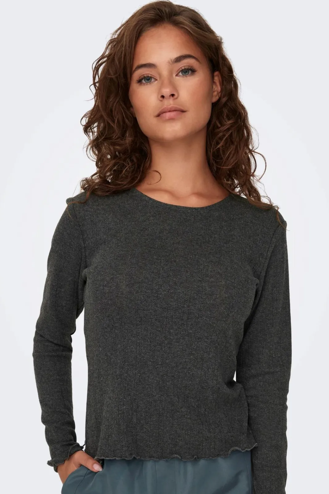 Clearance Only Onlcarlotta L/S Top 4238308 Dark Grey Melange