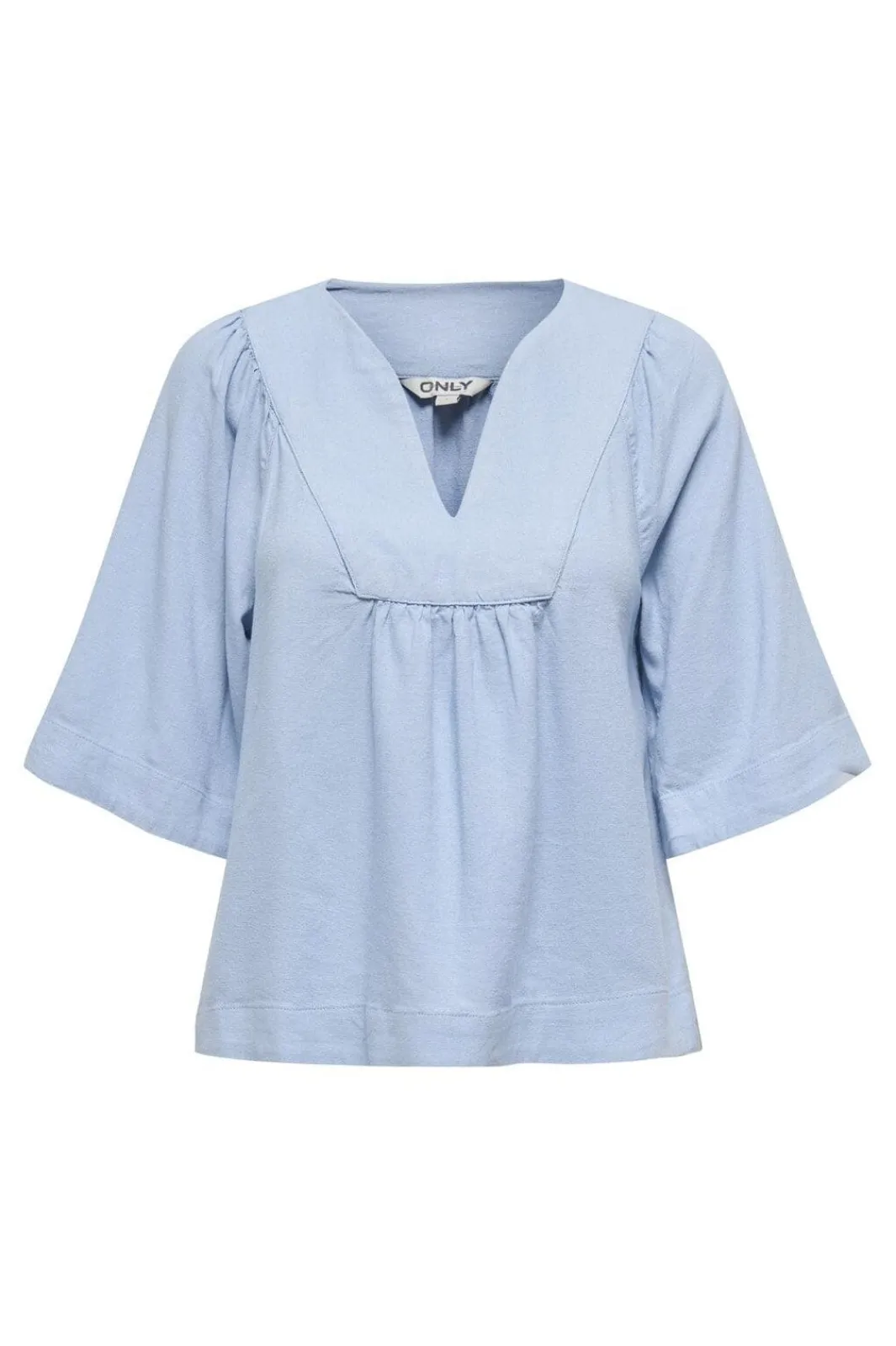 Hot Only Onlcaro 2/4 V-Neck Linen Bl Top Cc 4726719 Cashmere Blue