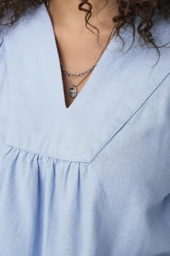 Hot Only Onlcaro 2/4 V-Neck Linen Bl Top Cc 4726719 Cashmere Blue