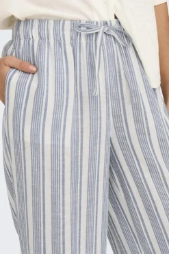 Clearance Only Onlcaro Linen Bl Pull-Up Pant Cc 4727301 Coronet Blue Bright White