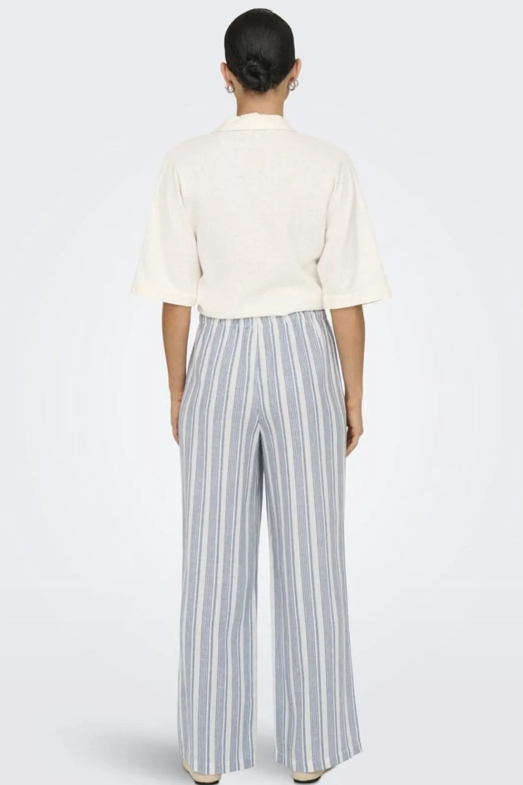 Clearance Only Onlcaro Linen Bl Pull-Up Pant Cc 4727301 Coronet Blue Bright White