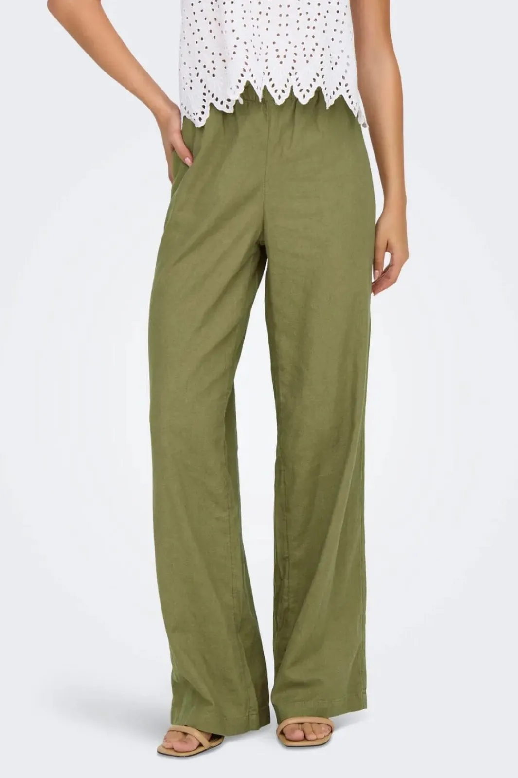 Hot Only Onlcaro Linen Bl Pull-Up Pant Cc 4652313 Elmwood
