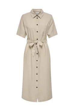 Online Only Onlcaro S/S Linen Bl Belt Dress Cc 4727101 Oxford Tan