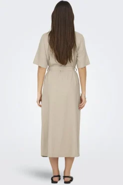 Online Only Onlcaro S/S Linen Bl Belt Dress Cc 4727101 Oxford Tan