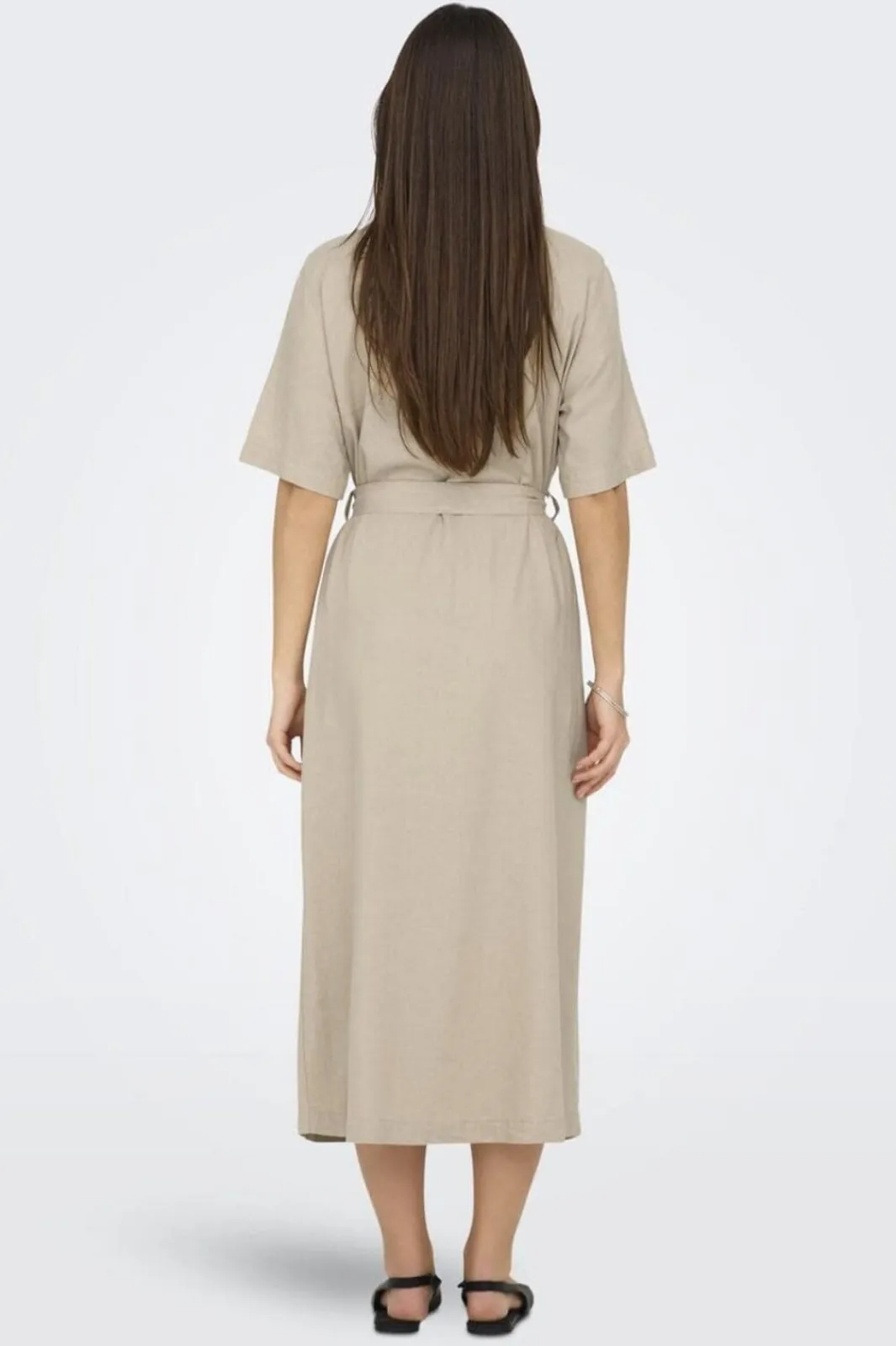 Online Only Onlcaro S/S Linen Bl Belt Dress Cc 4727101 Oxford Tan