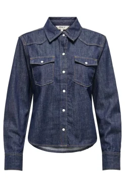 Discount Only Onlcharlize Ls Shirt Akm 4918865 Dark Blue Denim Rinse