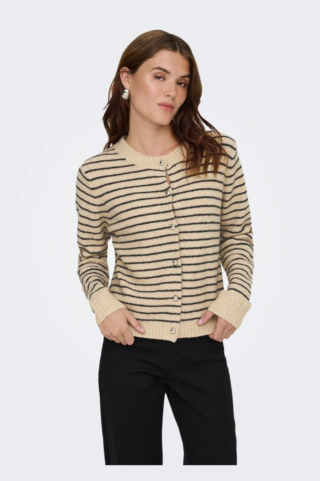 Sale Only Onlchester Life Ls Stripe Cardi Cc Knt 4917596 Humus Niht Sky/Mel/Silver Button
