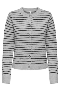 Sale Only Onlchester Life Ls Stripe Cardi Cc Knt 4959097 Light Grey Melange Black/Silver Button
