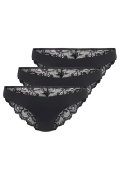 New Only Onlchloe Lace Glitter Brazil 3-Pack Acc 4863182 Black Silver-Lurex