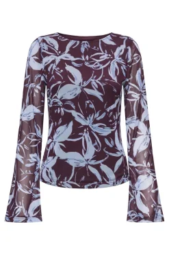 Outlet Only Onlcyril Mesh L/S Top 4963724 Port Royale Blue Flowers